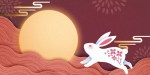 elegant mid autumn festival attractive moon jade rabbits red&nbsp;background